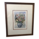 Original watercolor painting monfranc bouquet of flowers + gilded wood frame #a222