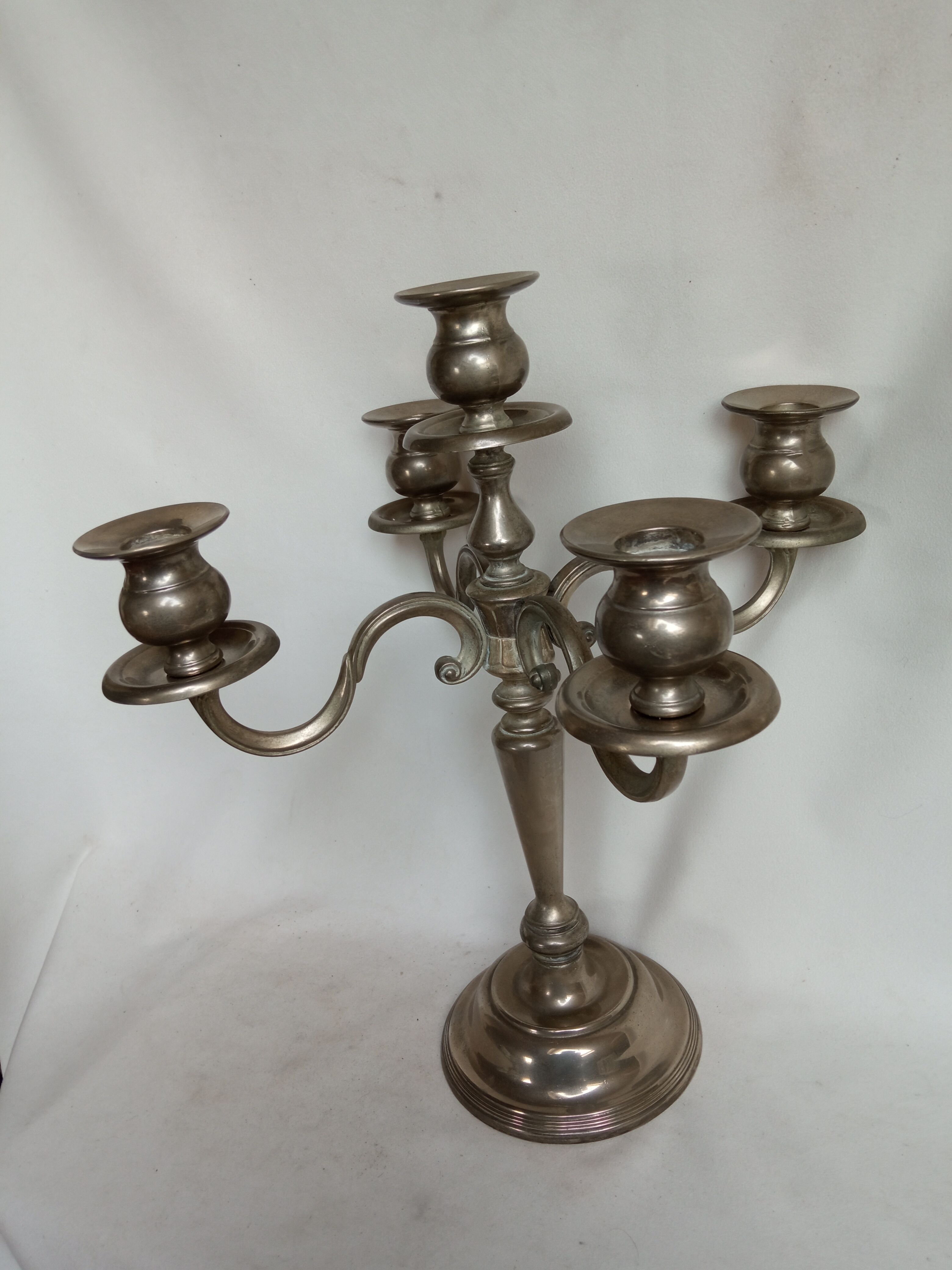 Candle holder 5 lights in silver metal