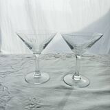 Set of 2 etched glass cocktail glasses
