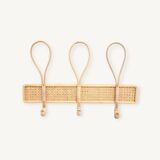 Rattan wall-mounted coat rack