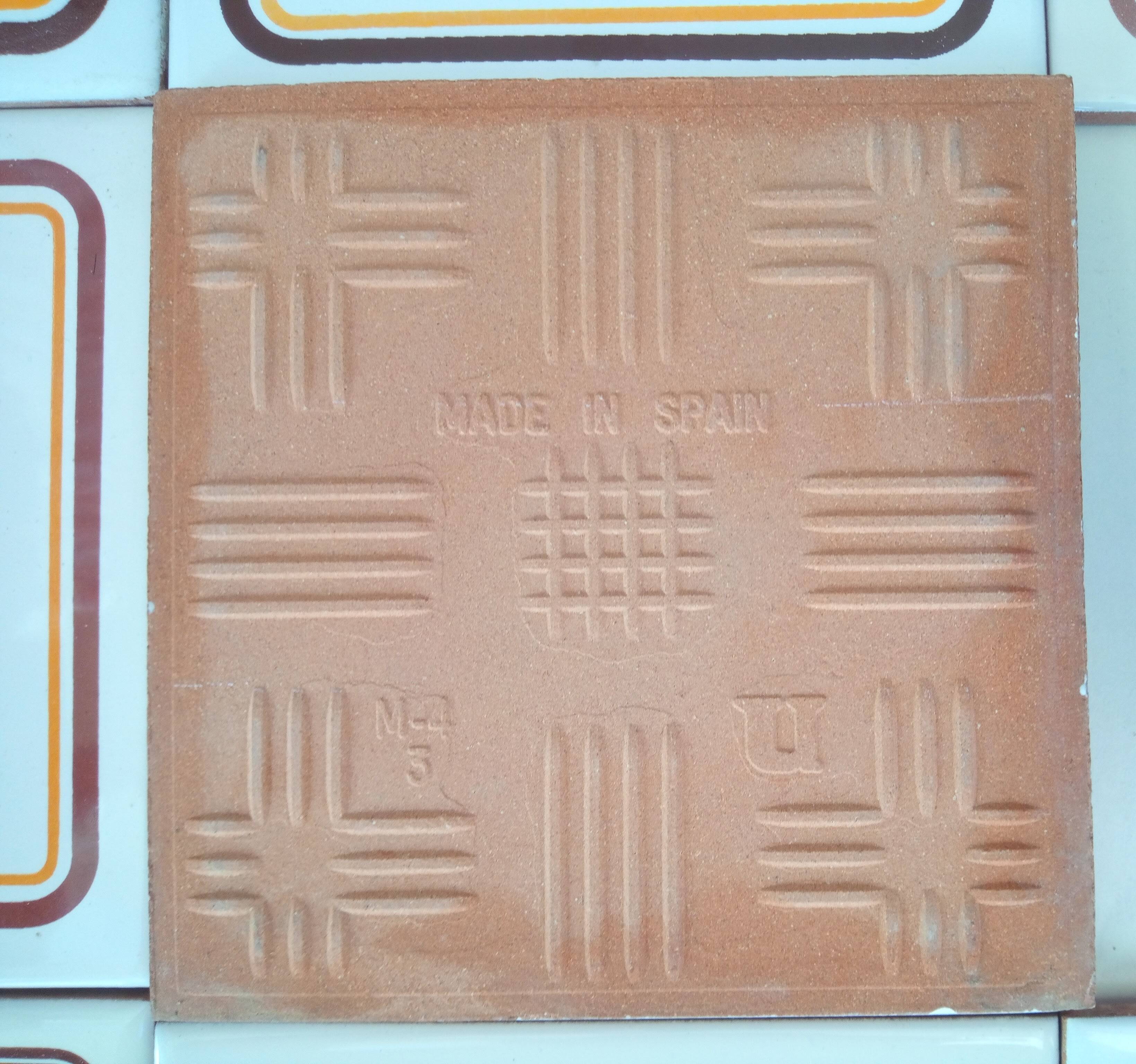 Set of decorative tiles from the 70s, orange pop flowers