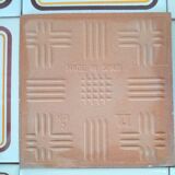 Set of decorative tiles from the 70s, orange pop flowers