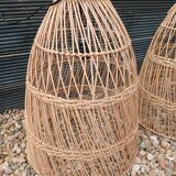 Pair of wicker pendant lights