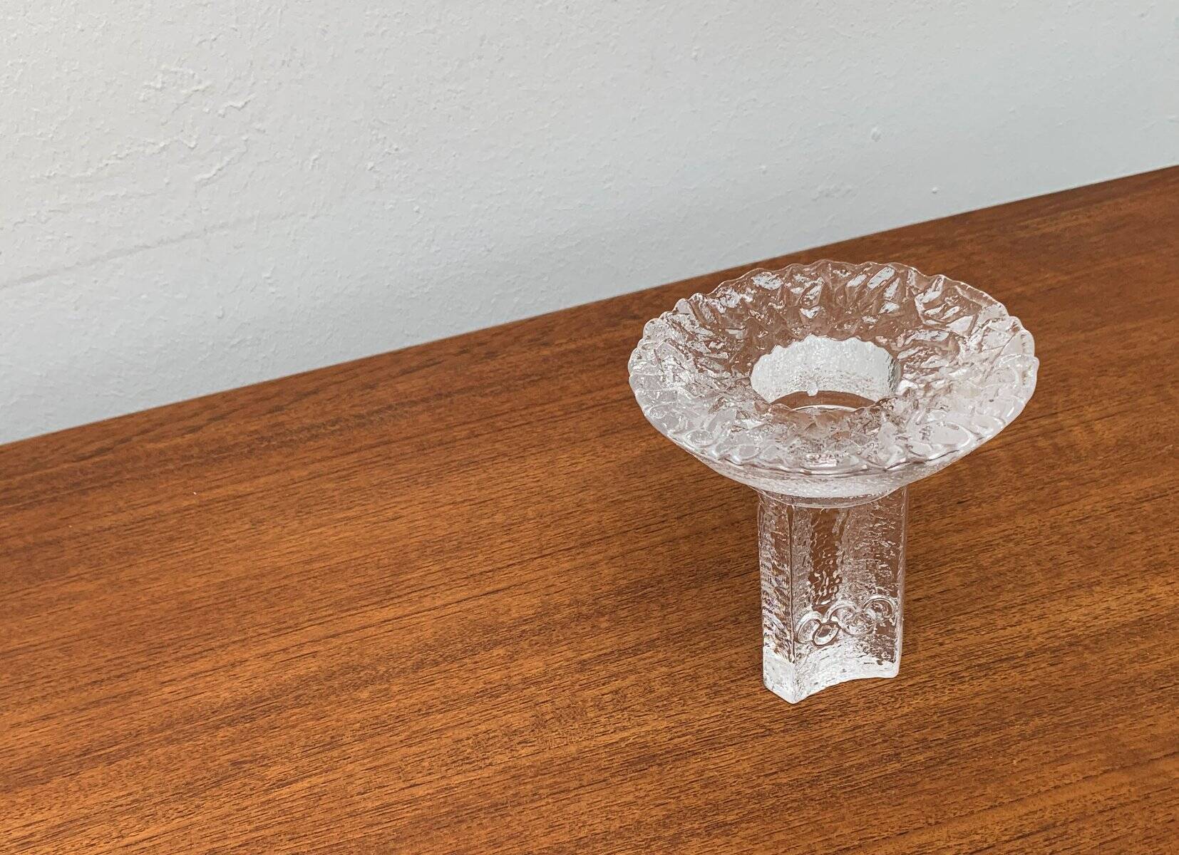 Olympics glass candle holder by Lars Hellsten for Orrefors, Sweden, 1984