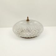 Vintage round ceiling lamp in glass and brass – Diameter 30 cm