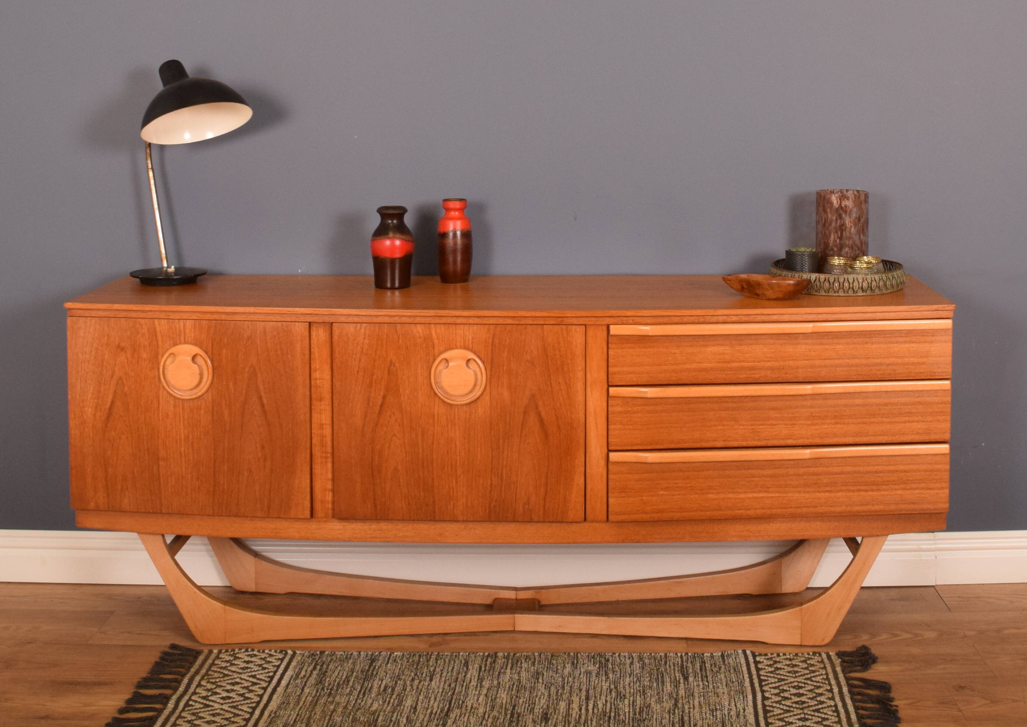 Restored Teak 1960s Retro Beautility Retro X Leg Sideboard