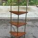 Mid-Century 4-Tier Corner Shelf in Solid Teak/Mahogany Brass 1960