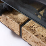 Panther coffee table on stone base and glass tablet