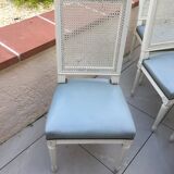 6 Louis XVI style chairs with canned back and leather seat