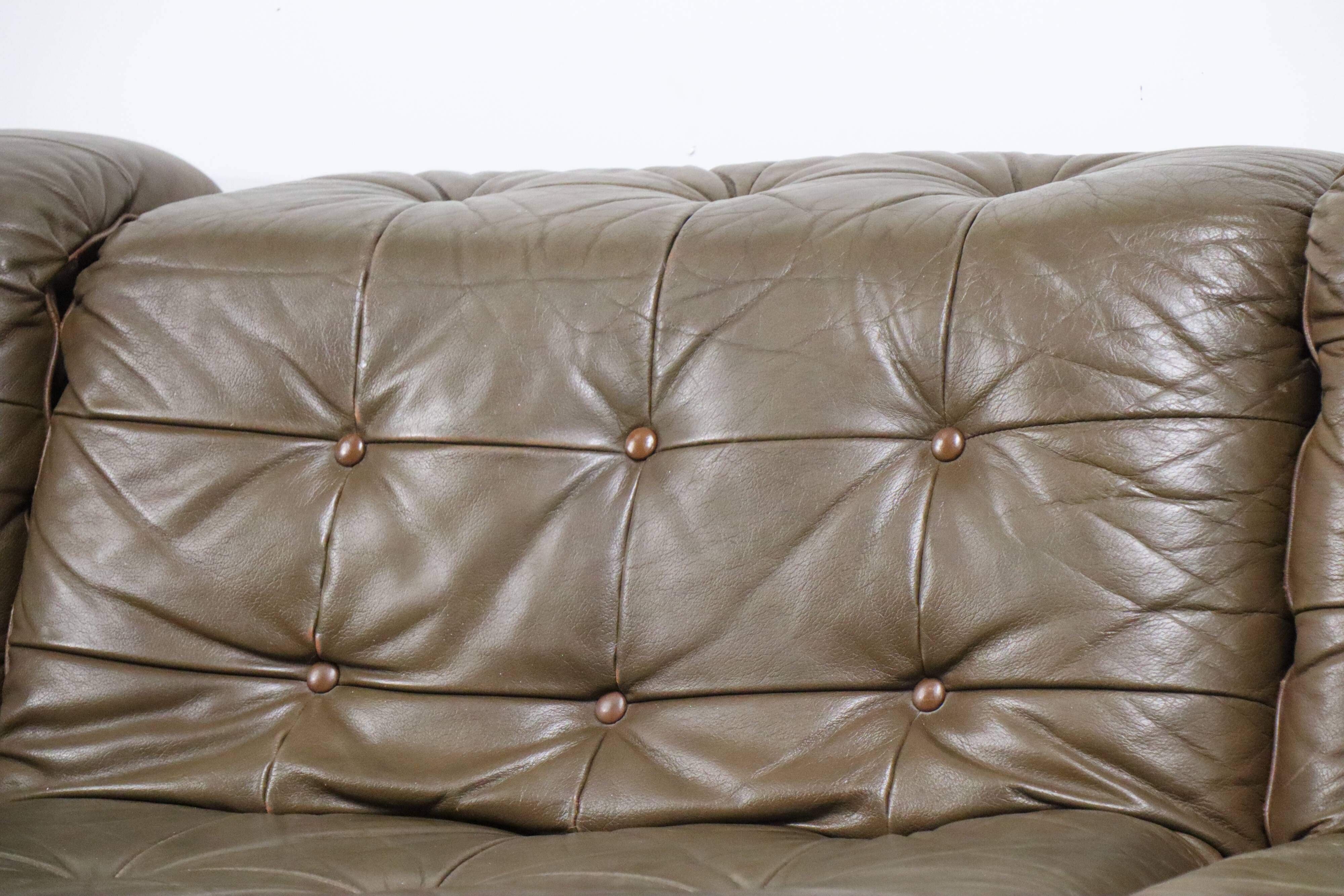 Vintage modular patchwork leather sofa, 1970s