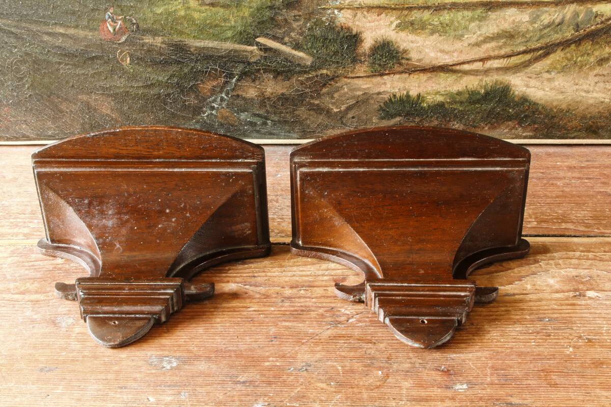 Pair of wall consoles in mahogany