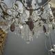 Large Florentine Tole Chandelier with Murano Glass Flowers, Italy, 195