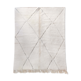 Moroccan Berber carpet Beni Ouarain ecru with black diamonds engraved 293x203cm