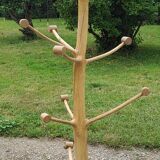 Brutalist coat rack on boxwood stand