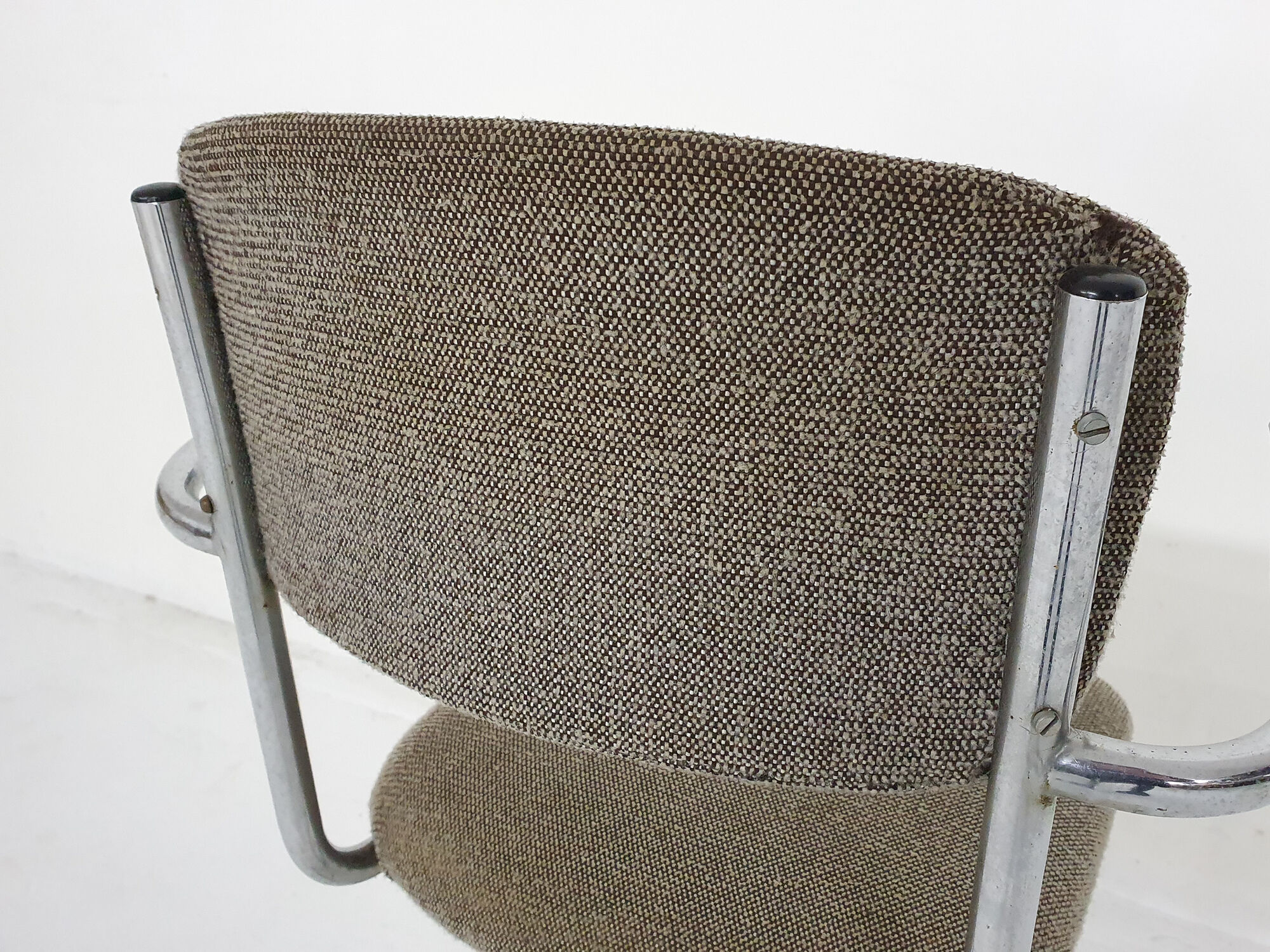 Gispen dining chair with tubular frame, model 212, The Netherlands 1950's