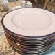 Six blue and gold Limoges porcelain dinner plates