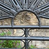 Vintage black rattan headboard 142cm