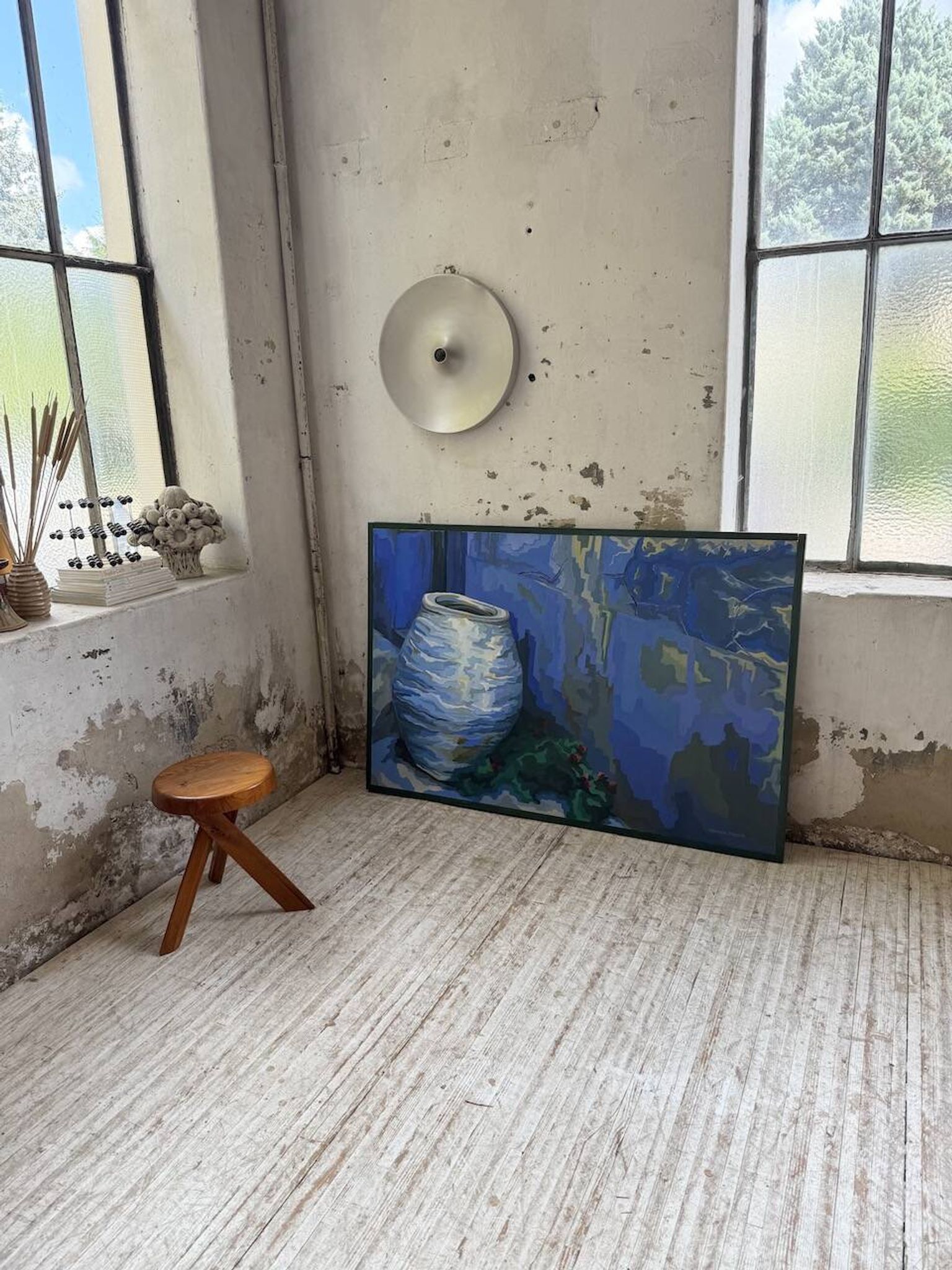 Peinture XL jarre bleue Saunière Audouze
