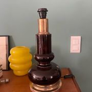 Pied de lampe en céramique et laiton années 70