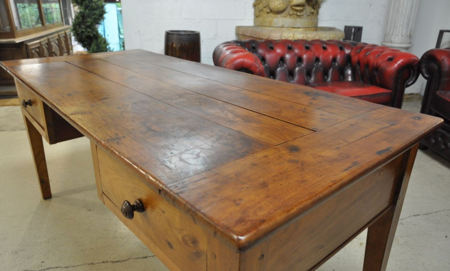 Old flat desk in cherry