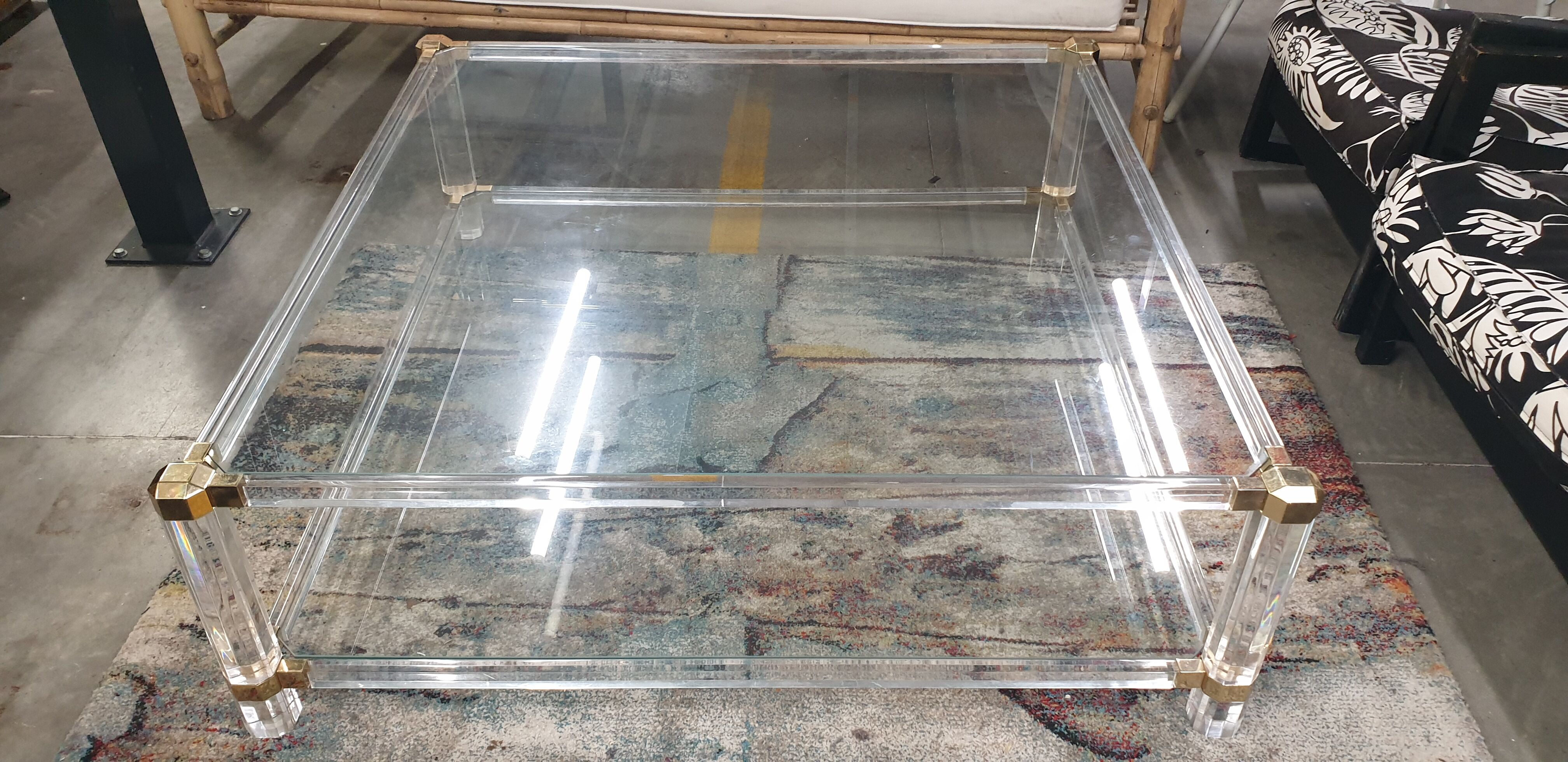 Rectangular glass coffee table, 1970/80