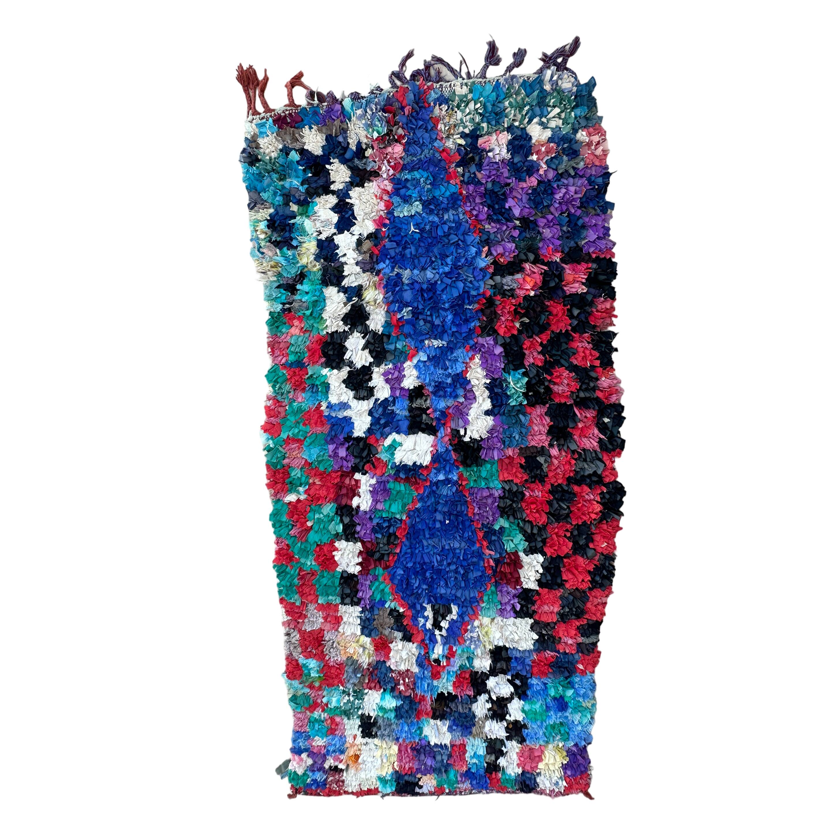Tapis Marocain Boucherouite coloré - 92 x 183 cm