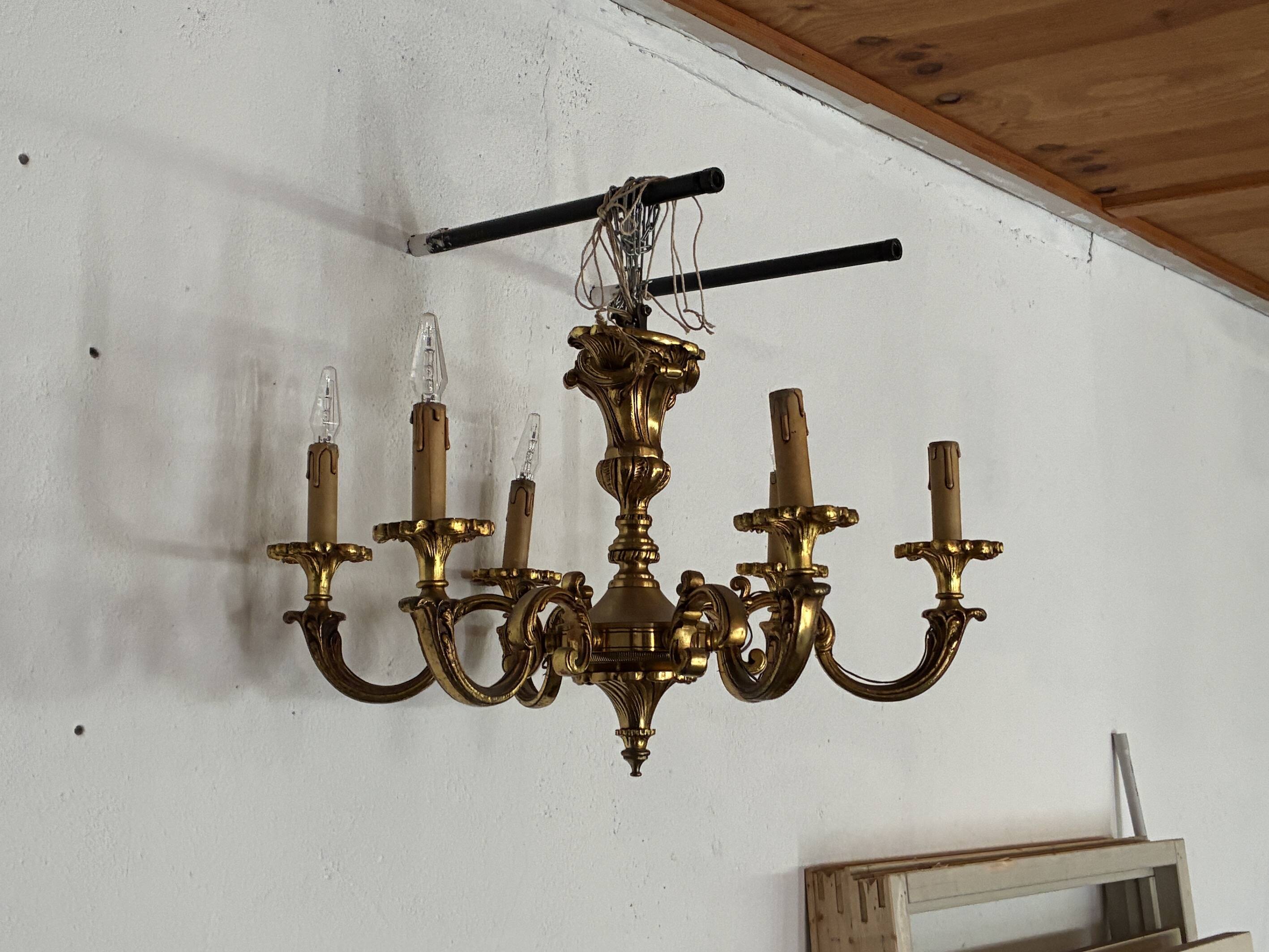 Golden chandelier with 6 branches