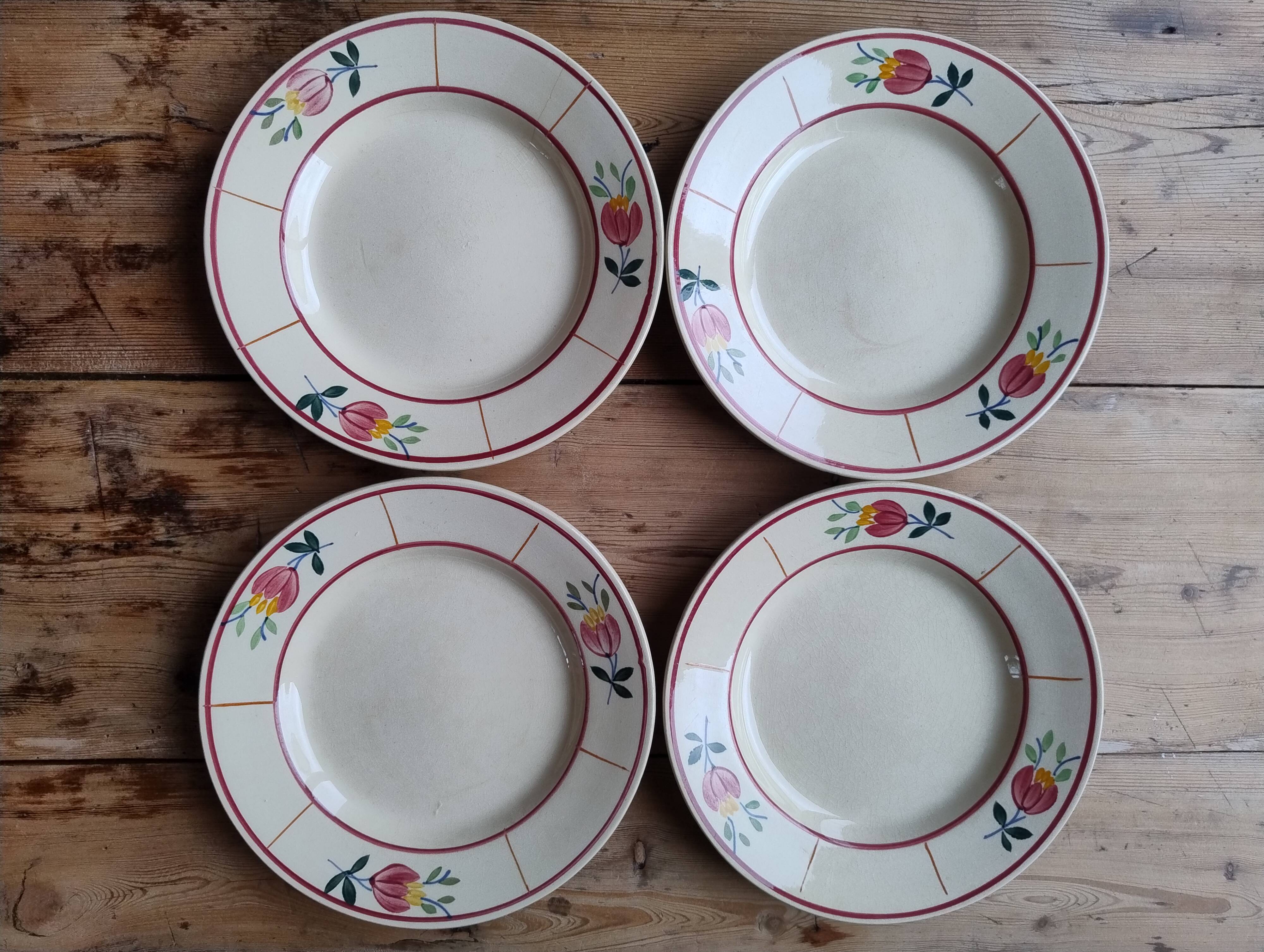 Set of 7 vintage dessert plates in Gien earthenware, model Jacqueline.