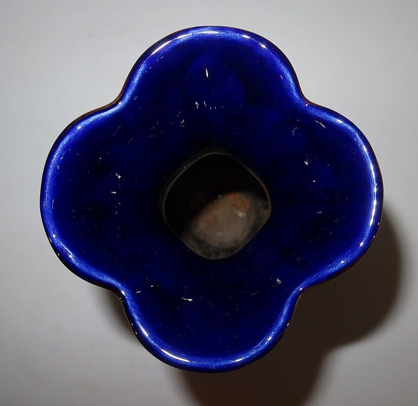 Midnight blue earthenware vase, "fives lille" - early twentieth century
