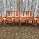 6 René Gabriel chairs from the reconstruction period in beech and plywood.