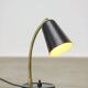 Mid-Century Italian Mini Gooseneck Table Lamp in Black and Brass
