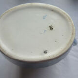 Blue and white ceramic milk pitcher by Sarreguemines model Fox Trott