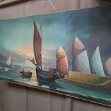 Oil on canvas boats