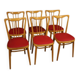 Italian Design Chairs In Exotic Wood And Faux Leather From 60s