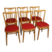 Chaises design italiennes en bois exotique et similicuir des années 60