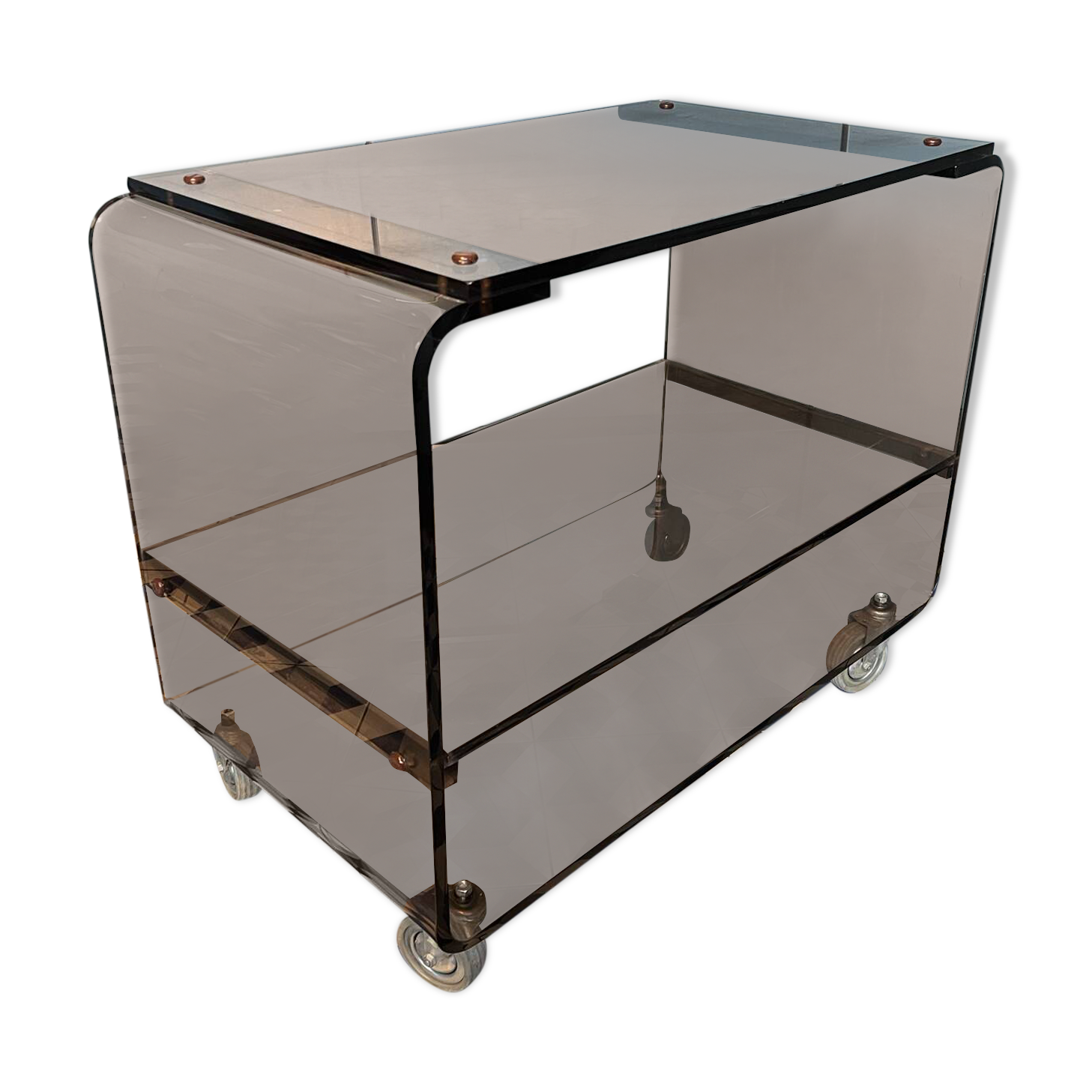 Hi-Fi furniture in smoked Plexiglas, Michel Dumas style.