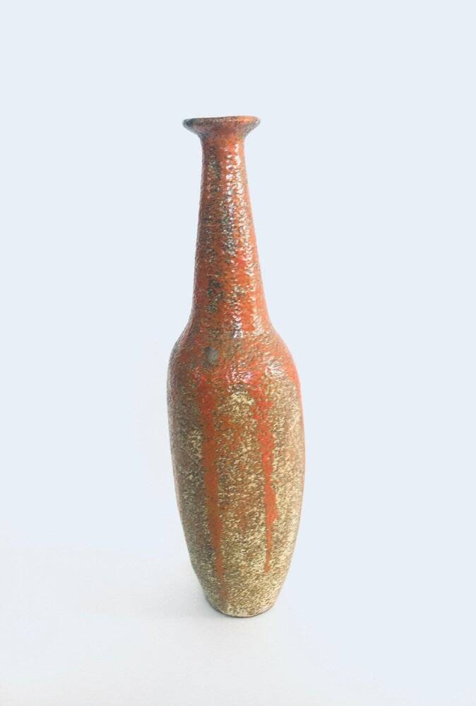 Mid-century Studio Pottery Tall Thick Glazed Vase, 1960s