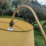Floor lamp of the 50s in gilded metal triple mahogany tablets and gilded metal