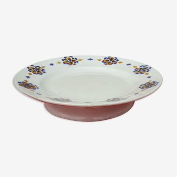 Flat on peedouche in earthenware Hamage and Moulin des loups model Rosaces diam 23 cm