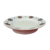 Flat on peedouche in earthenware Hamage and Moulin des loups model Rosaces diam 23 cm