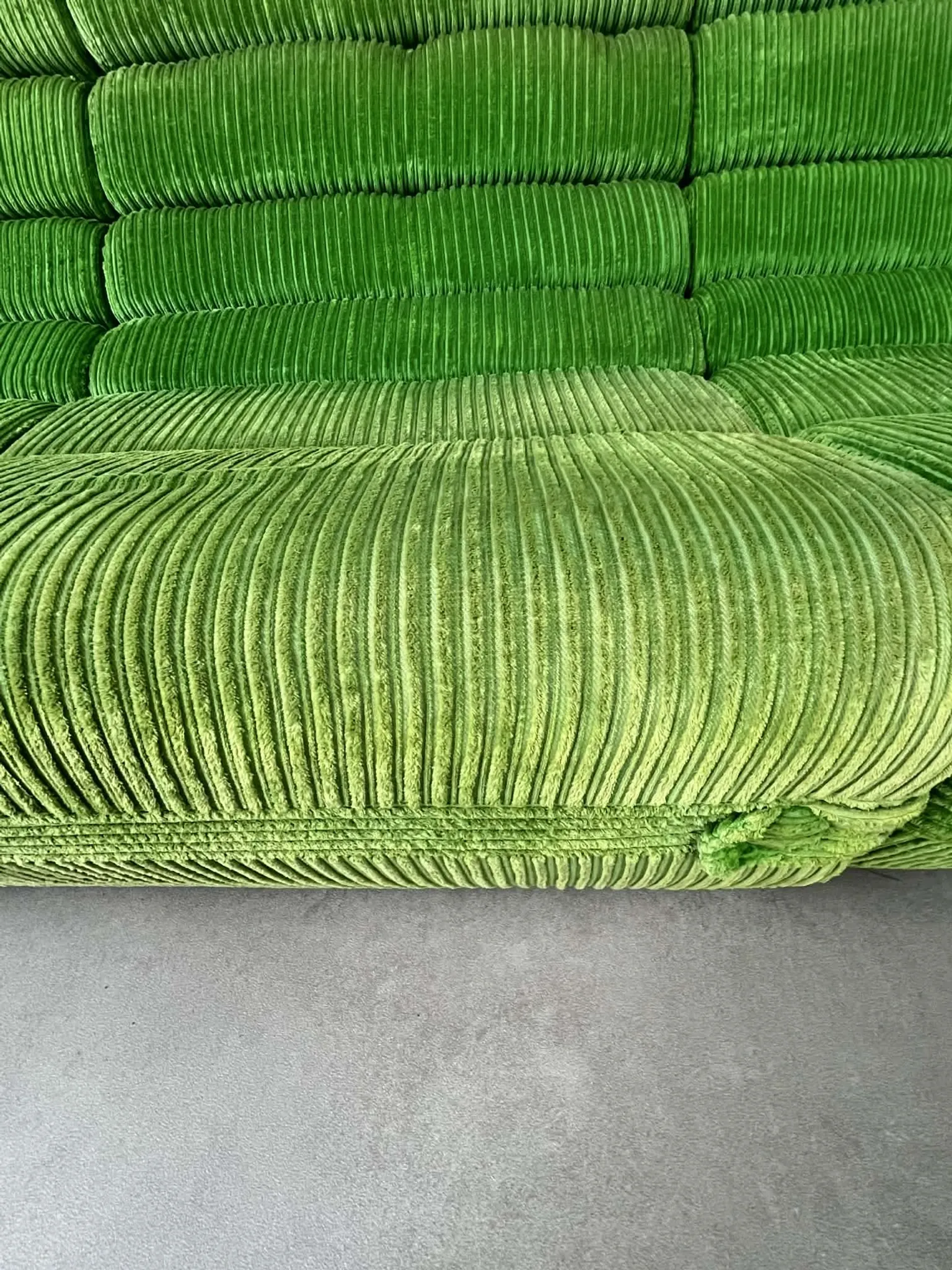 Modular green velvet corner sofa, 1970s