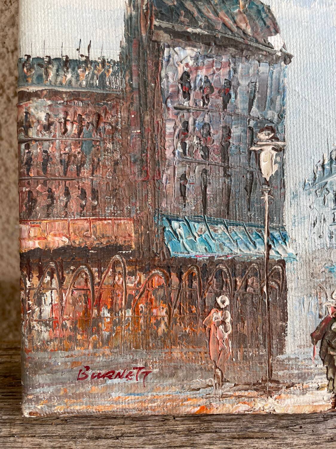 Oil painting of a Parisian scene.