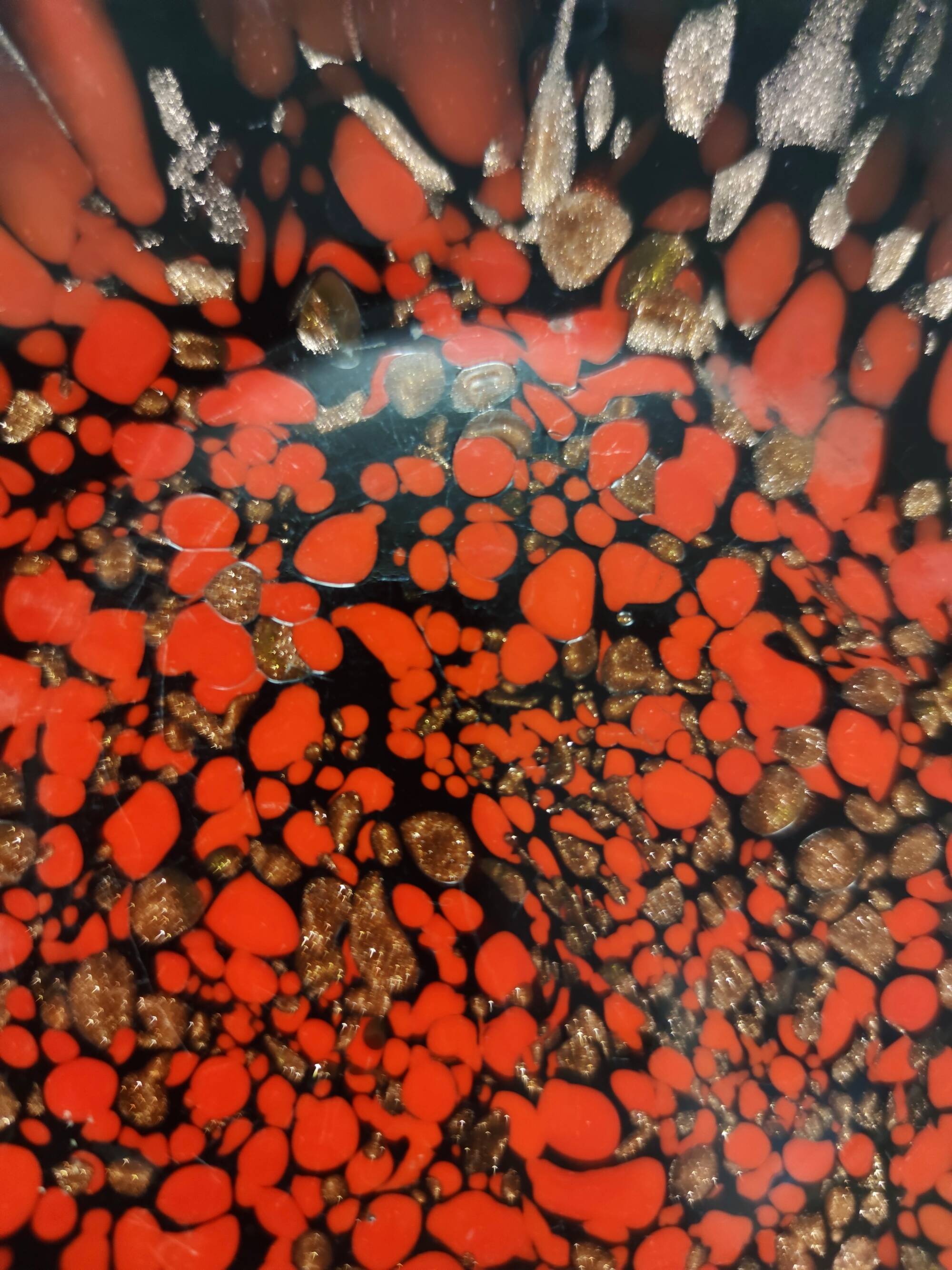 Black and Red Murano Glass Vases by Vincenzo Nason with Bronze Aventurine Glass