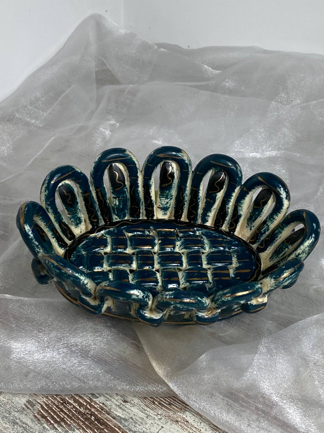 Fase Vallauris ceramic woven basket