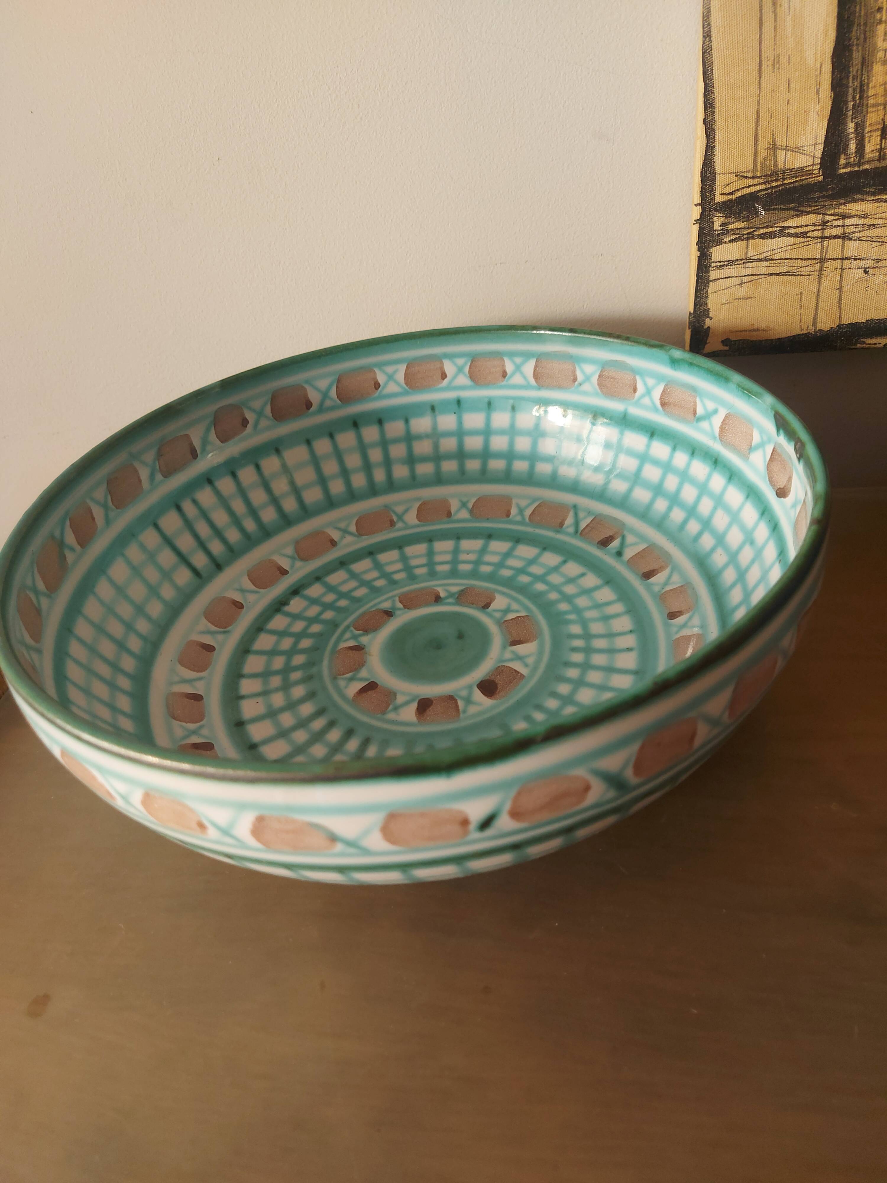 Dish, ceramic salad bowl robert picault, vallauris