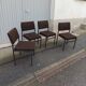 Set of 4 vintage chairs brown fabric