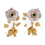 wall lamps golden and purple flowers