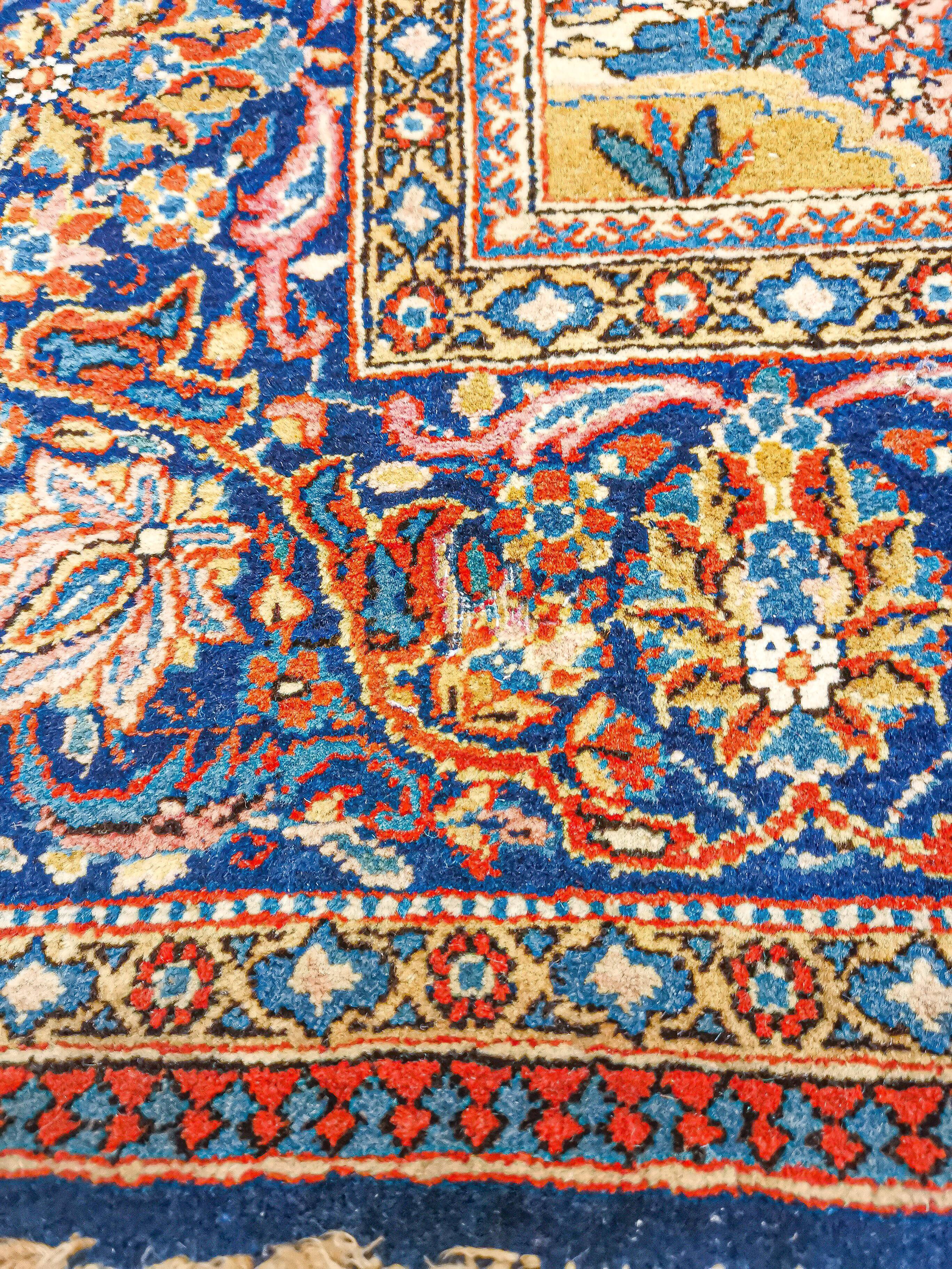 Ancient handmade Persian Oriental carpet Keshan 2. 10 x 1. 35m