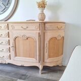 Low buffet in renovated solid cherry wood – Revisited Louis XV style – 250 cm