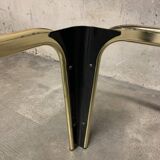 Table basse design vintage verre et métal doré
